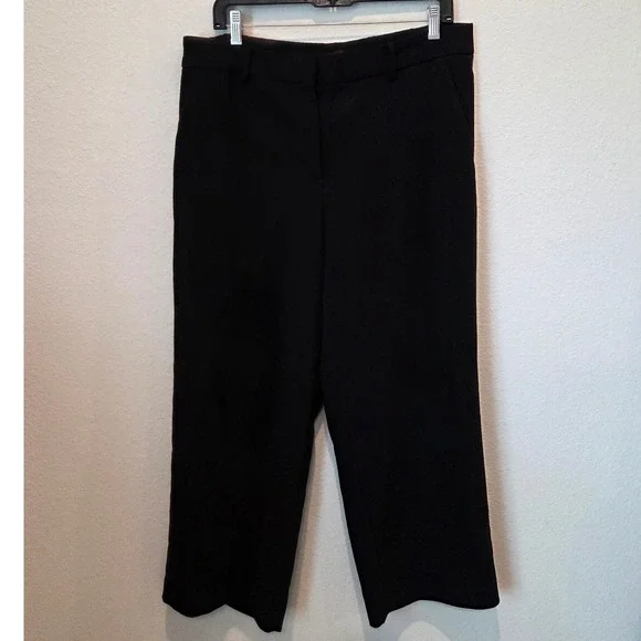 Talbots Black Wide Leg Cropped Pants Womens Size 12 - Picture 3 of 9